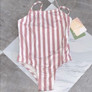 NEW Andie amalfi one piece Pink Striped Kids Swimsuit sz 3T